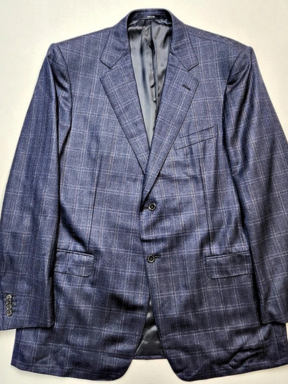 Ermenegildo Zegna Trofeo Wool Blazer Mens 48L Blue Plaid Sport Coat Italy Preppy